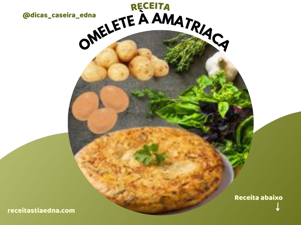 Omelete amatricarca feita com batatas e toucinho crocante, servida em prato simples