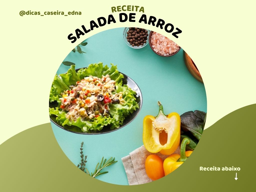 Salada de arroz uma salada diferente preparada com ingredientes variados, ótima para aquele pequenique com a familia. Experimente!