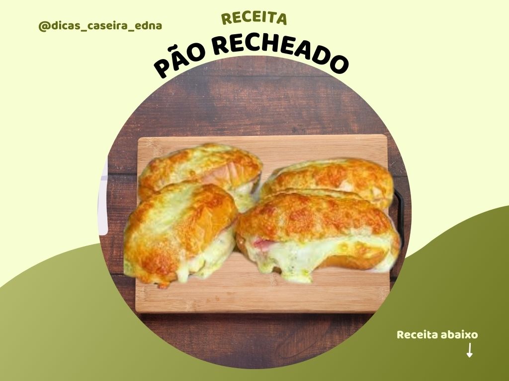 Pão recheado. Esta receita você pode fazer com qualquer pão que tiver em casa, ótimo para levar a um picnic. Aproveite!