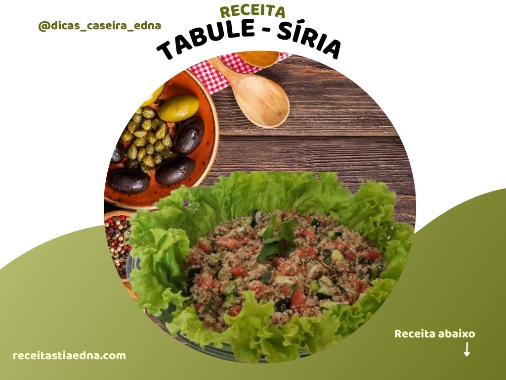 Tabule é um prato Sírio saúdavel preparada com ingredientes selecionados e gostosos. É uma salada a base de trigo amassado. Aproveite